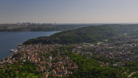 istanbul turkey aerial v87 drone flyover merkez neighborhood capturing beykoz cityscape overlooking at sarıyer on the european shore across bosphorus strait - shot with mavic 3 cine - july 2022