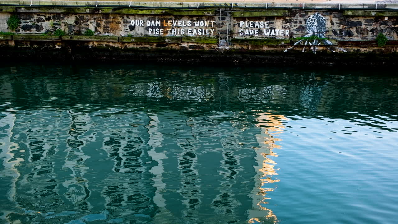 Catchy message at V and A Waterfront Cape Town to save water; awareness
