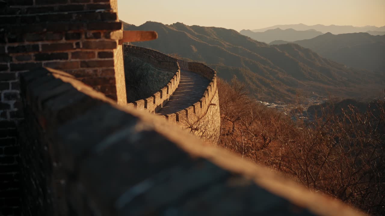 Shot of China Wall in setting sun