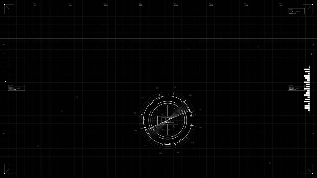 A digital hud animation designed for military gui use in science fiction settings. It features dynamic elements over a grid background that can enhance video production