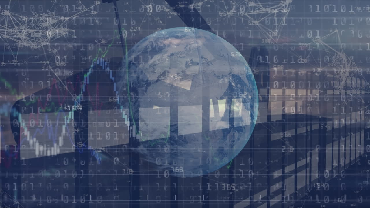 데이터 처리 및 전 세계에 이동 열의 애니메이션