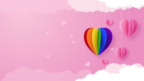 heart shape in rainbow colors as symbol of lgbt community on pink background with empty space for text. romantic love animation.