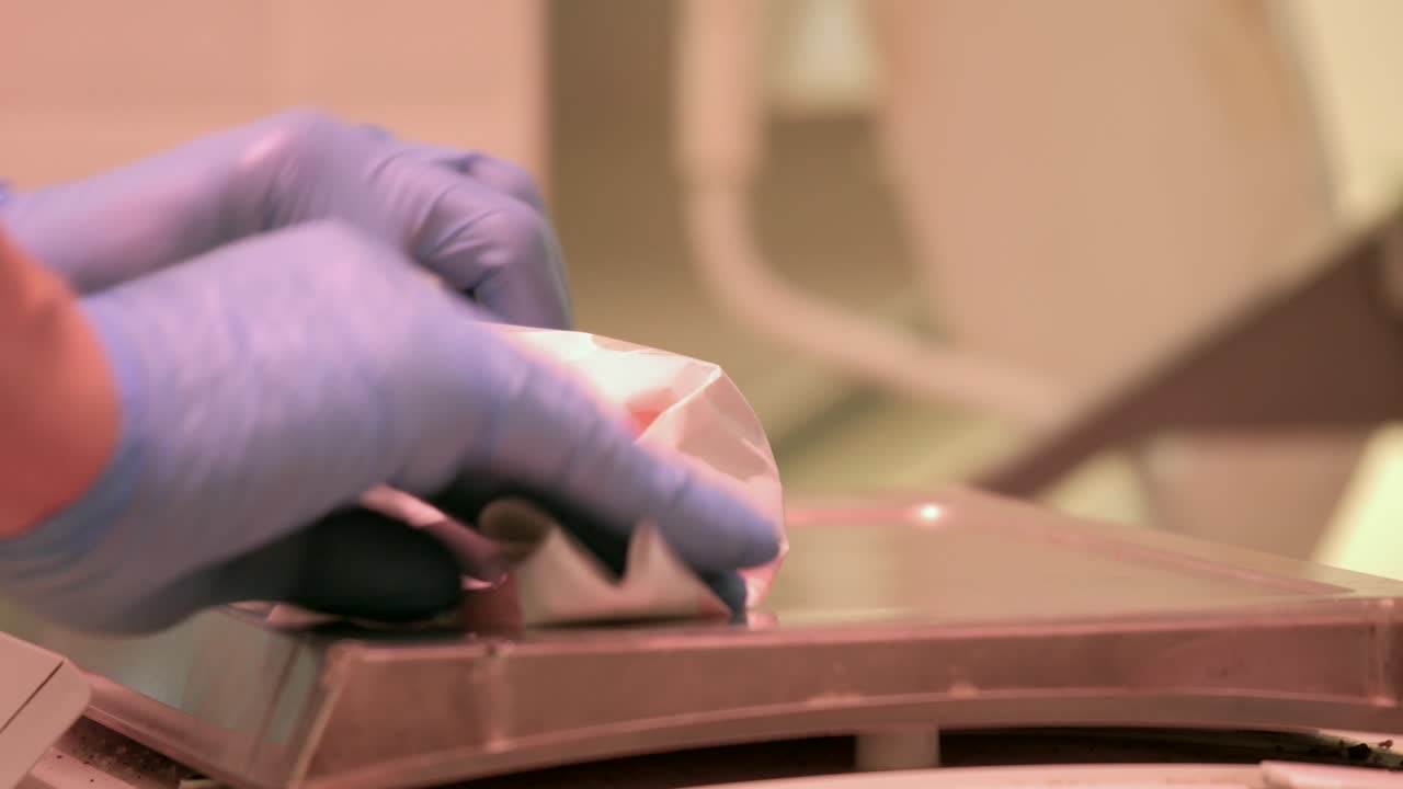 carnicero pesa y envuelve porciones de carne molida de calidad para el consumidor