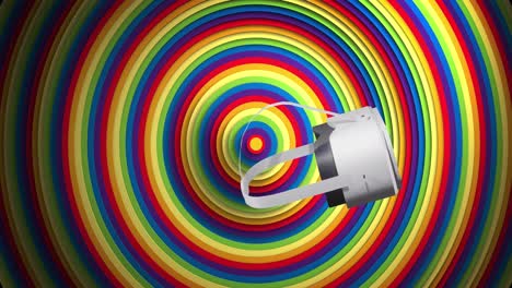 Animation-of-vr-headset-moving-over-radial-rainbow-rings