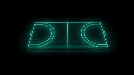 animation of green neon sports stadium on black background