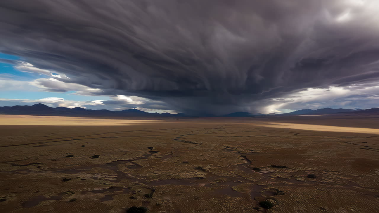 Dramatic Storm Clouds Over a High Altitude Desert