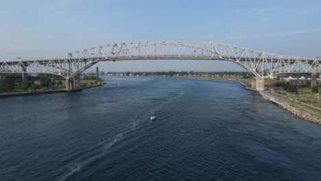 international border crossing between us and canada - blue water bridge, port huron michigan, usa