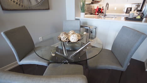 modern glass table in a beautiful condo