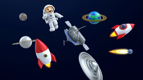 collection of cartoon space objects and celestial bodies