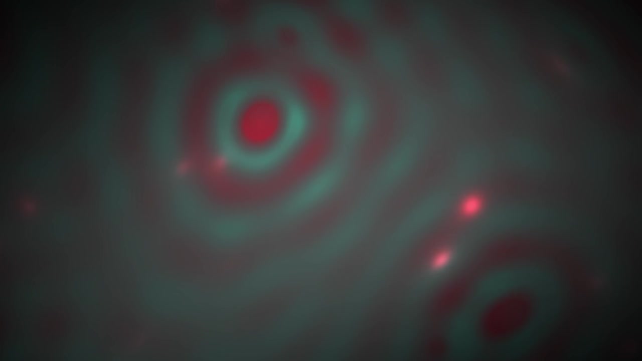 Futuristische abstracte achtergrond met rode en cyaan pulserende cirkels