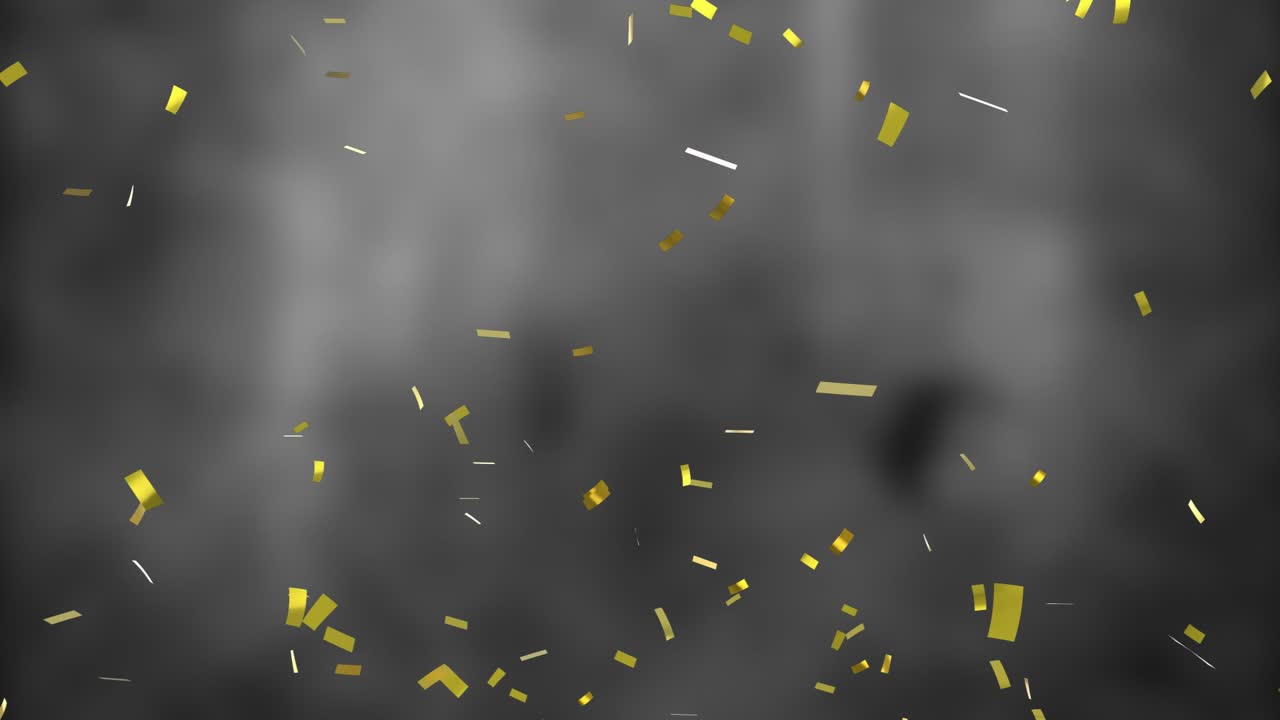 Yellow squares moving over grayscale abstract background