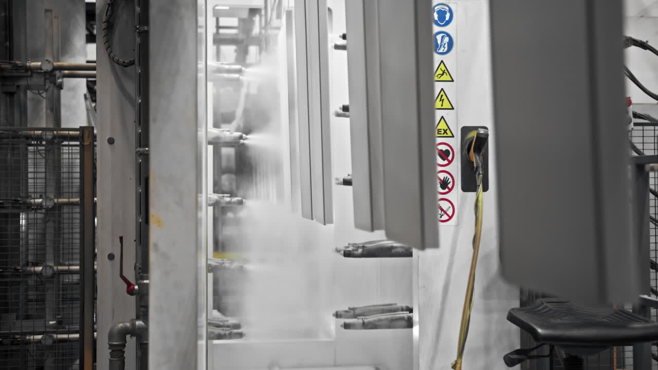 fotografía estática de una máquina de recubrimiento industrial automatizada