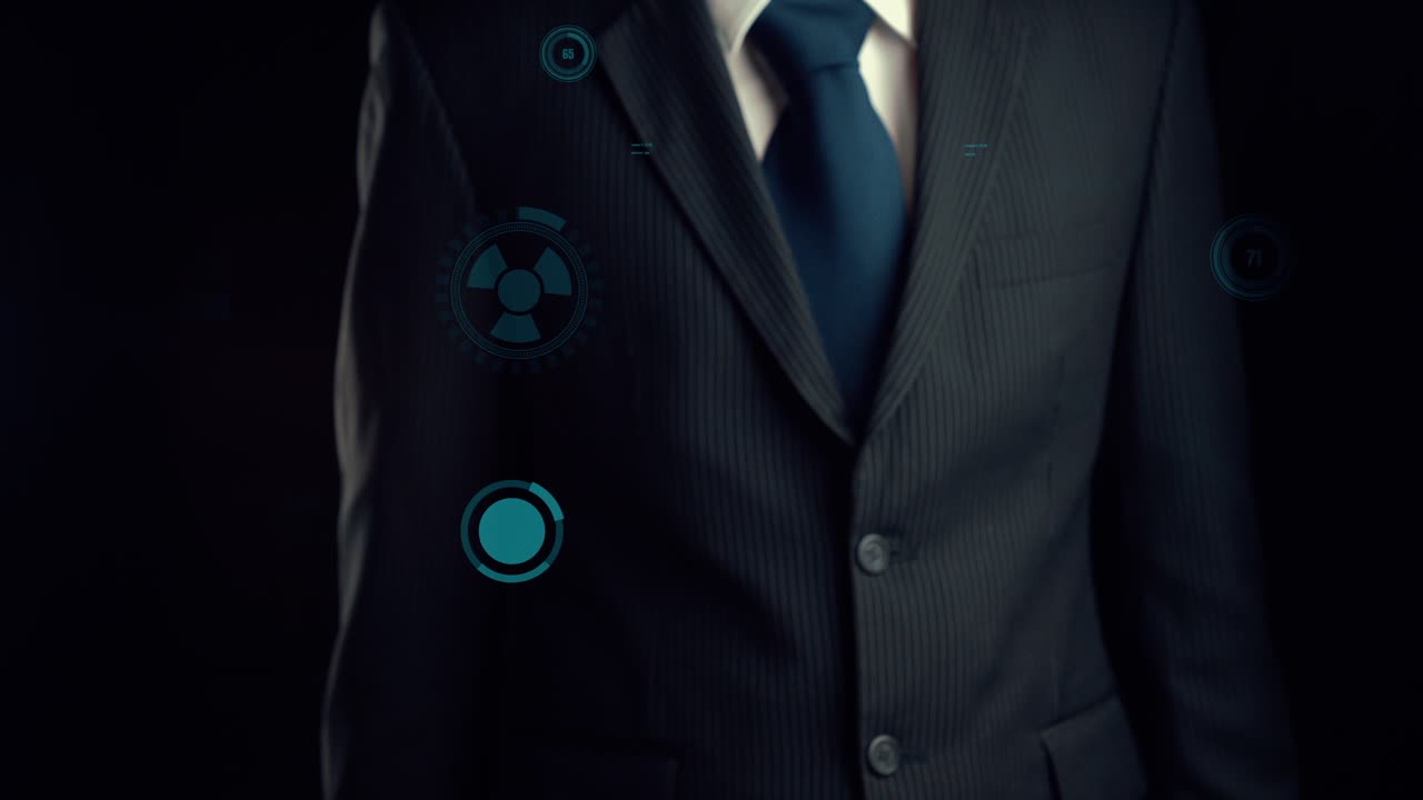 empresario muestra holograma de la revolución de la industria robótica tecnología alusiva