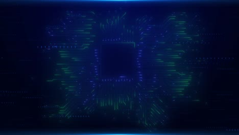 digital circuit board glows blue showcasing central plexus chip connection tech innovation visuals