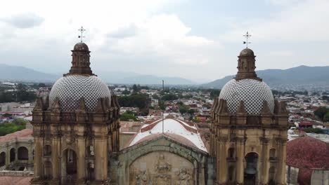 spiral shot of the cathedral of oaxaca mexico city