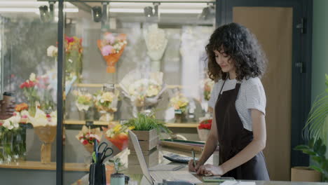 customer service interaction at a florist shop