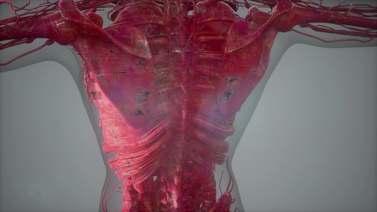 vista de cerca completa del sistema esquelético con cuerpo transparente