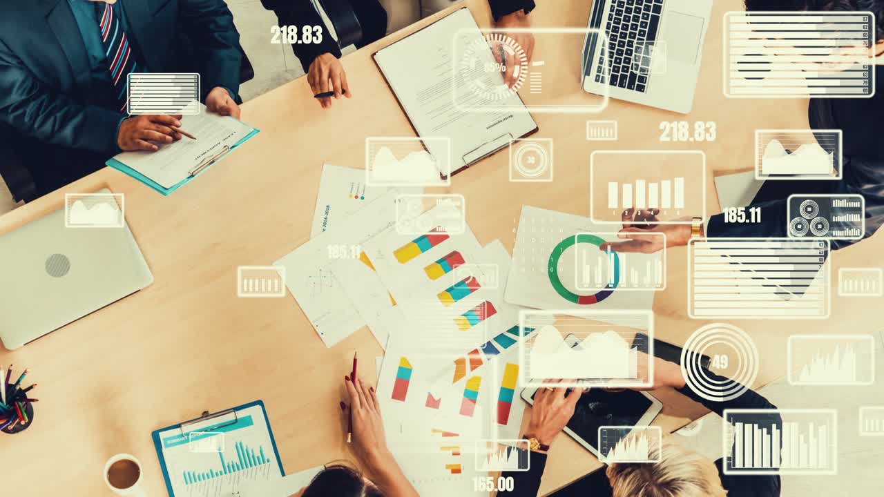 Creative visual of business people in corporate staff meeting