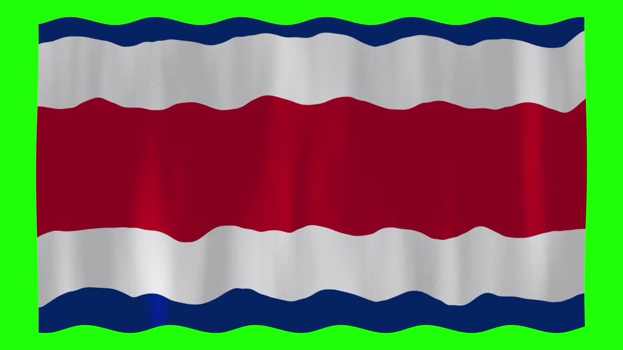 크로마 스크린을 흔드는 코스타리카 국기 배경과 질감을 위한 스톡 푸티지 나는 스톡 비디오를 흔드는 코스타리카 국가 국기