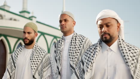 group of muslim men at mosque