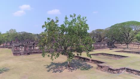 aerial view of the ancient ruins of a temple in thailand