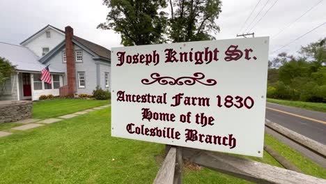 sign indicating the joseph knight sr farm where the colesville saints met in 1830