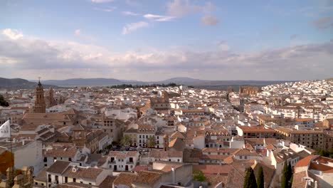 Pan-over-beautiful-skyline-in-typical-Spanish-town-of-Antequera