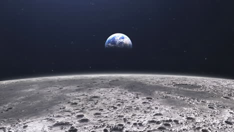 Vista-Cinematográfica-Del-Planeta-Tierra-Desde-La-Superficie-De-La-Luna