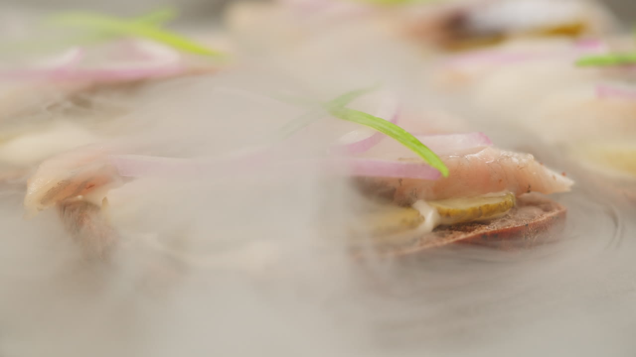 Smoked Herring Sandwiches with Dill Pickles and Onions