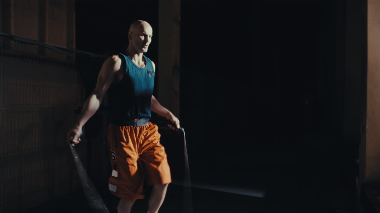 Man Jumping Rope in a Gym