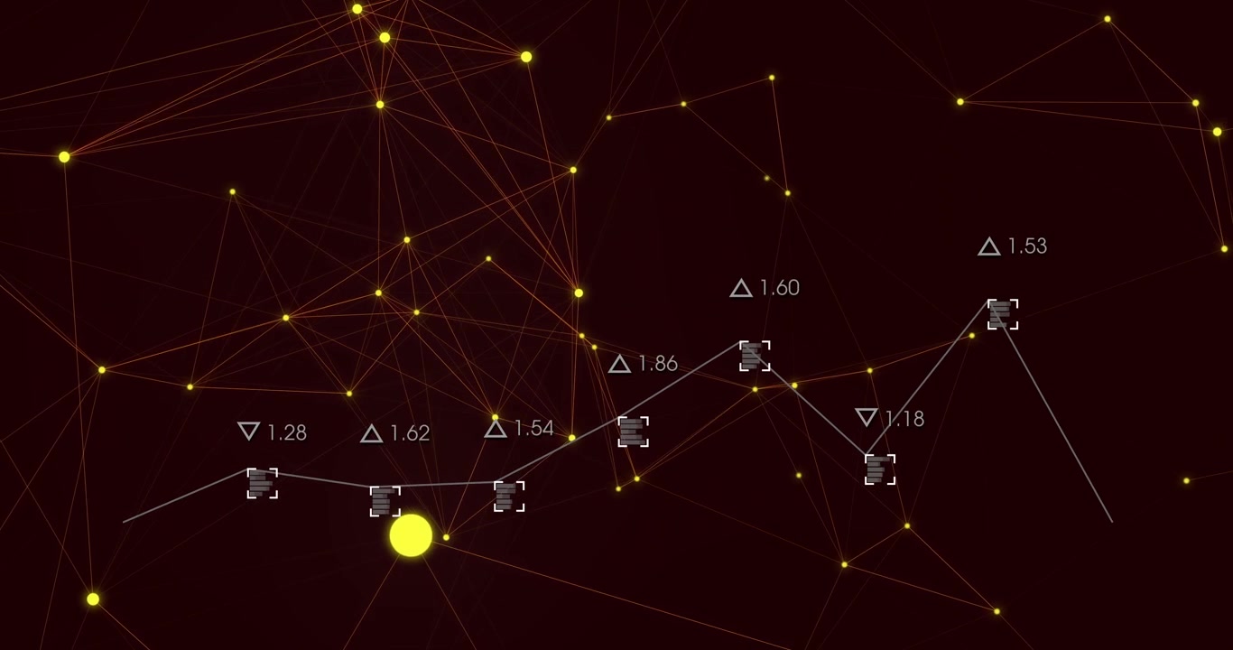 Central polyline of square markers shifting and varying after data update, animating live network