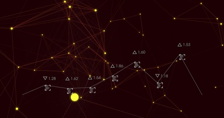 Central polyline of square markers shifting and varying after data update, animating live network