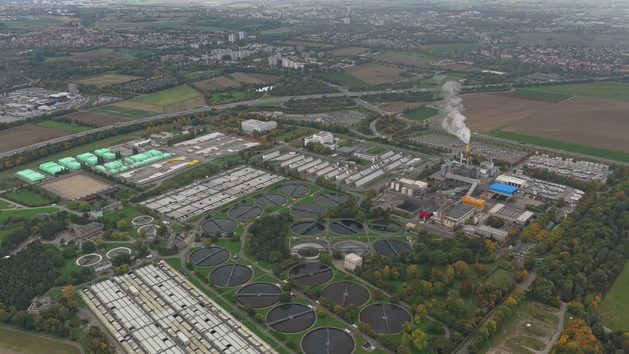 Aerial View of a Large Industrial Wastewater Treatment Plant