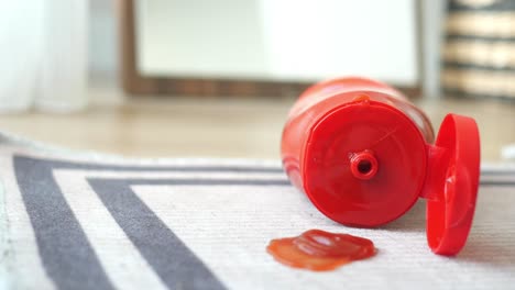 spilled ketchup on a carpet