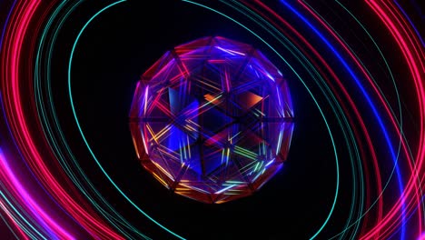 vj loop animation of the rotation of a crystal neon ball.