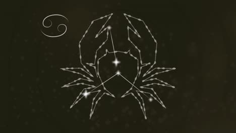 animation of cancer star sign with glowing stars