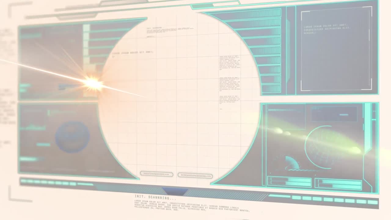 다양한 데이터 처리 및 빛으로 디지털 화면의 애니메이션