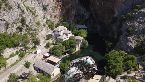 blagaj dervish monastery at spring's edge, bosnia and herzegovina