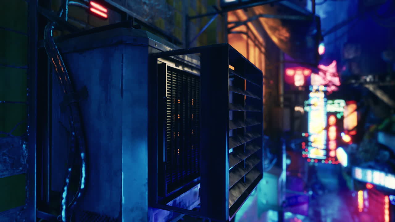 Cyberpunk City Alleyway at Night