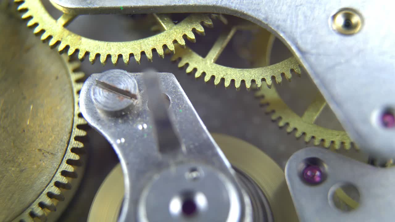 mecanismo de relojería de reloj retro ruedas dentadas giratorias engranajes de cerca