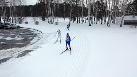 cross-country skiing competition in a park