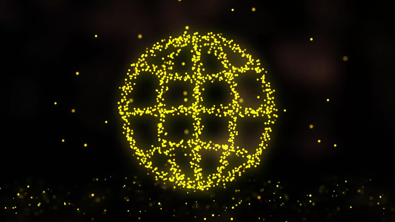 esfera con puntos amarillos brillantes abstractos sobre un fondo negro