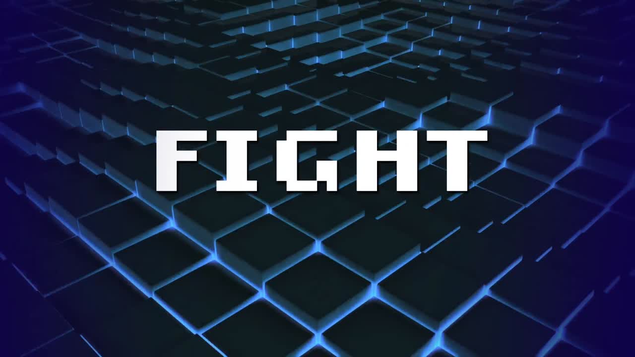 animación de la lucha de palabras en la pantalla de un videojuego de computadora