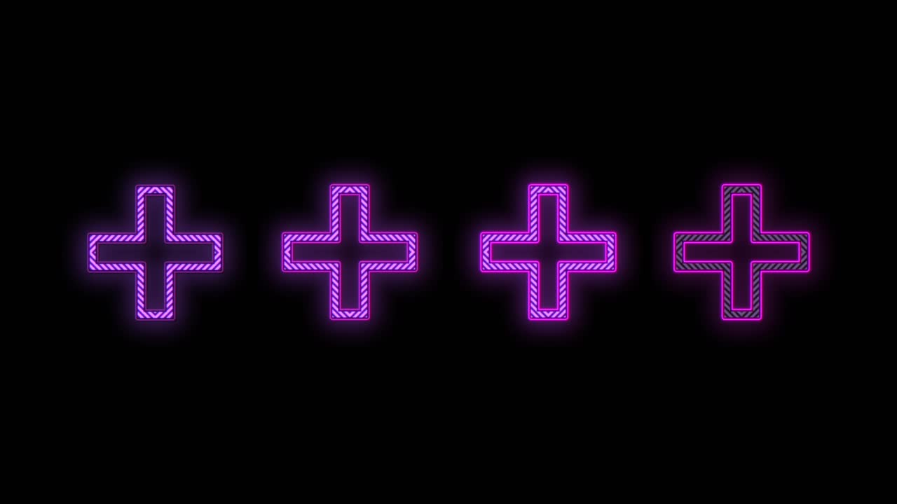 patrón de cruces de neón púrpura pulsante en filas 6