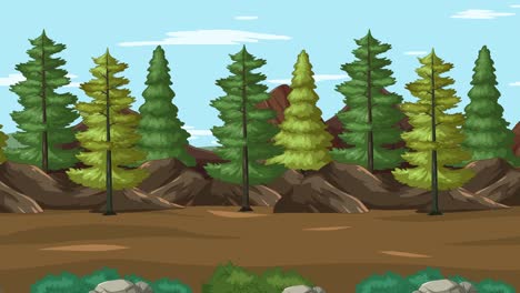 un paisaje forestal sereno con árboles y rocas