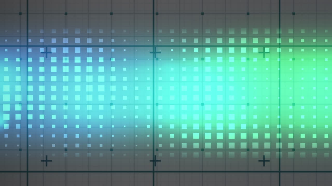 animación de la pantalla digital con luces azules y verdes