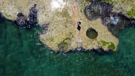 person enjoying the crystal clear waters of lebanon at summer -top view