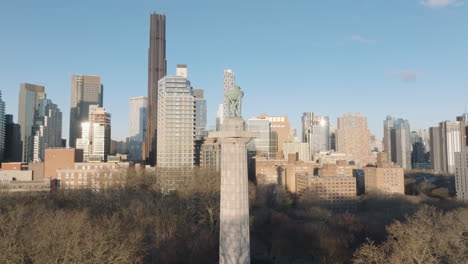 aerial view of the prison ship martyr's monument. shot on a winter morning in brooklyn’s fort greene park