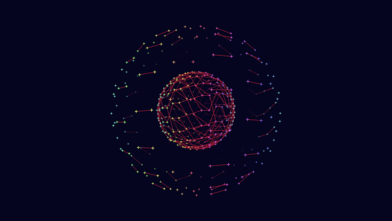 Connected dots intricate brain map in red and black