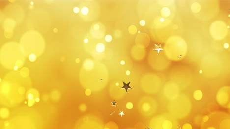 animation of golden stars floating on yellow background with dots